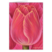 Pink Tulip Flower Nature Painting - Multi Greeting Cards