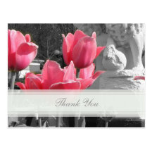 Pink Tulip Thank You Postcard