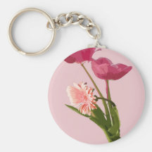 Pink Tulips Art Bouquet Key Chains