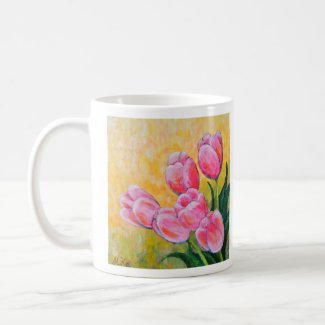 Pink Tulips Art Mug Impressionist Art Tulips Mug