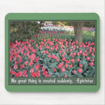Pink Tulips Epictetus Quote Mouse Pad