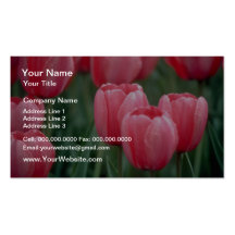 Pink tulips flowers business card template