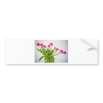 Pink Tulips in a Vase Bumper Stickers