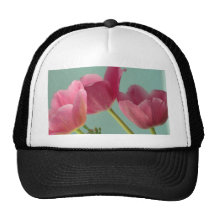 Pink Tulips on Turquoise Trucker Hat