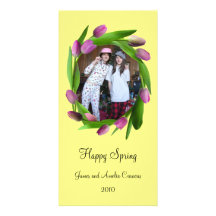 Pink Tulips on Yellow Photo Card