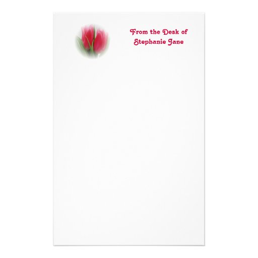 Pink Tulips Personalized Stationery