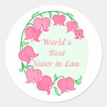 Pink Tulips Sister in Law Round Stickers