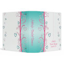 Pink Turquoise Hearts and Scrolls Binder