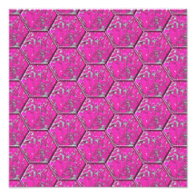 Pink Turquoise Hexagon Tiles Photographic Print