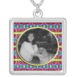 pink turquoise photo frame necklaces