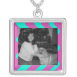 pink turquoise photo frame necklaces