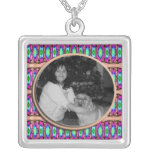 pink turquoise photo frame necklaces