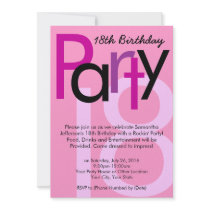 Pink Type 18th Birthday Party Invitation