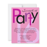 Pink Type Sweet 16 Birthday Party Invitation