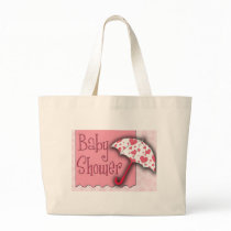 PInk Umbrella Baby Shower Canvas Bag