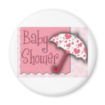 PInk Umbrella Baby Shower Magnets