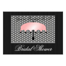 Pink Umbrella Bridal or Baby Shower Invitation