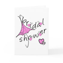 Pink Umbrella Bridal Shower Greeting Card