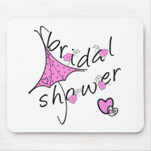 Pink Umbrella Bridal Shower Mouse Mat