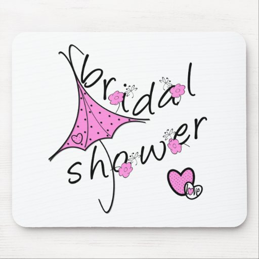 Pink Umbrella Bridal Shower Mouse Mat
