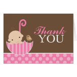 Pink Umbrella Thank You Greeting Card