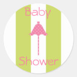 Pink Umbrella With Green/White Stripe Sticker