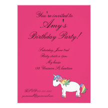 Pink unicorn birthday invitation