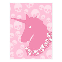 Pink Unicorn with Skulls Postcards