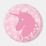 Pink Unicorn with Skulls Refrigerator Magnets