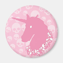 Pink Unicorn with Skulls Refrigerator Magnets