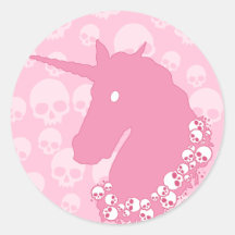 Pink Unicorn with Skulls Stickers