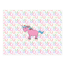 Pink unicorn with white stars post cards
