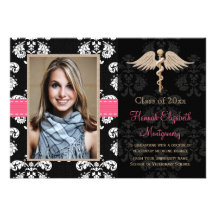 Pink Veterinary Vet School Graduation Announceme Card