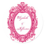 Pink Vintage Frame Monogrammed Stickers