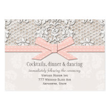 PInk Vintage Lace Wedding Reception Enclosure Card Business Cards