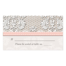 Pink Vintage Lace Wedding Seating Place Cards Business Card