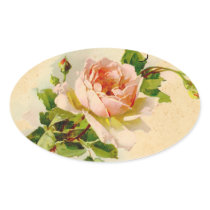 Pink Vintage Rose Watercolor Painting Sticker