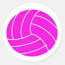 Pink Volleyball Round Stickers