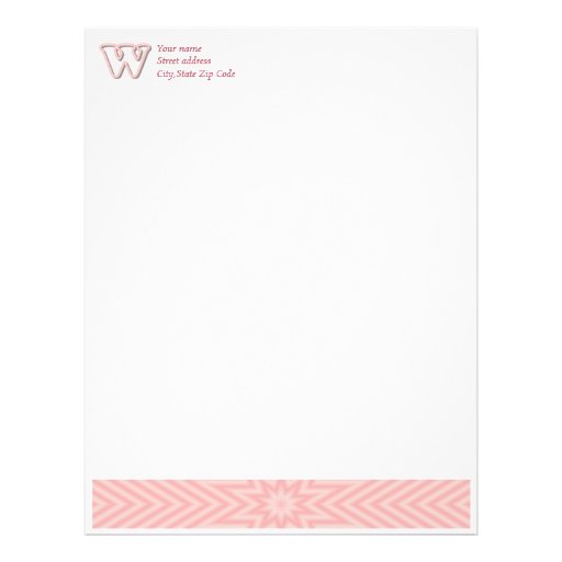 Pink W Monogram Letterhead Design