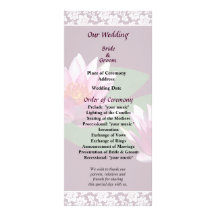 Pink Water Lilies Wedding Program Rack Card Template