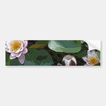 Pink Water Lily-pad Art Bumper Sticker
