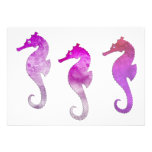 Pink Watercolor Seahorses Personalized Invites