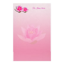 Pink Waterlilies Personalized Stationery