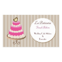 pink Wedding Cake makers business Cards
