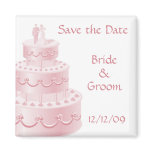 Pink Wedding Cake Save the Date Magnets