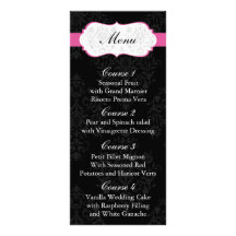 pink  Wedding menu Customized Rack Card