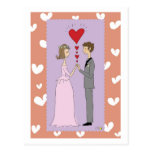 Pink wedding postcard