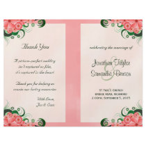 Pink Wedding Program Ceremony and Wedding Party Full Color Flyer