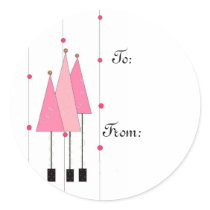 Pink Whimsical Trees Sticker