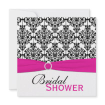 Pink, White, and Black Damask Bridal Shower Invite